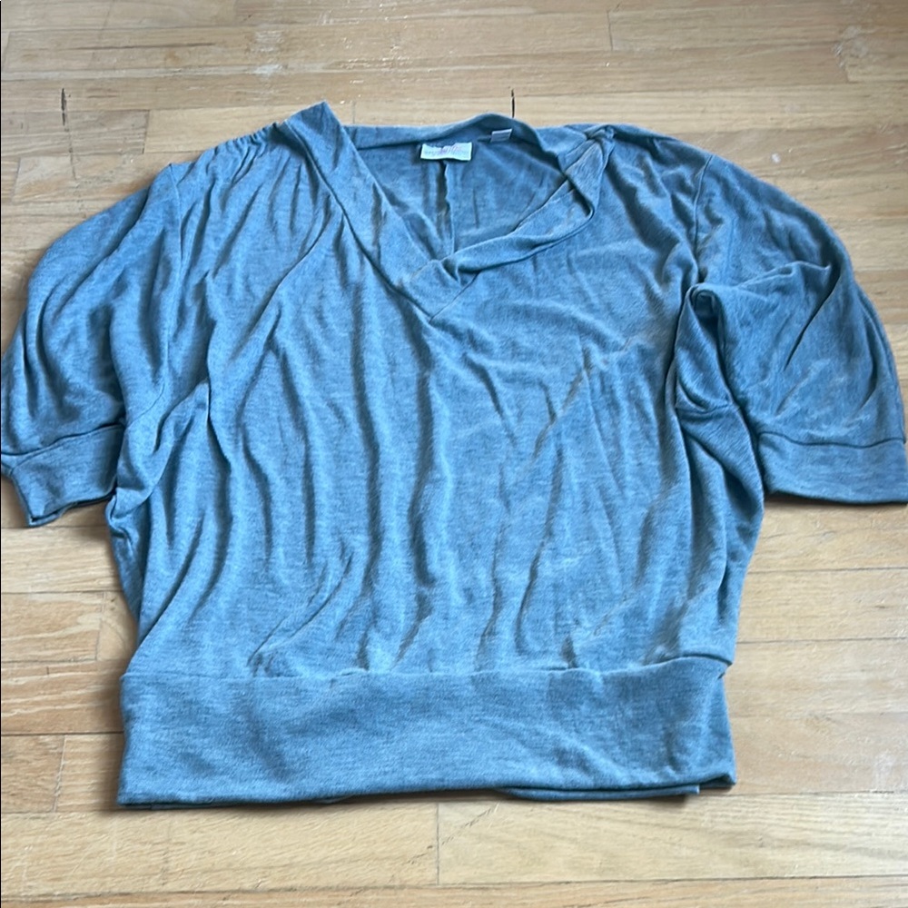 New York & Company Blue Relaxed Short Sleeve Sweatshirt